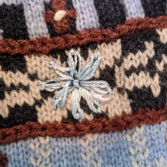 Rebecca Malone Wool Blend Embroidered Details V-Neck Cardigan Size L - Picture 5 of 7